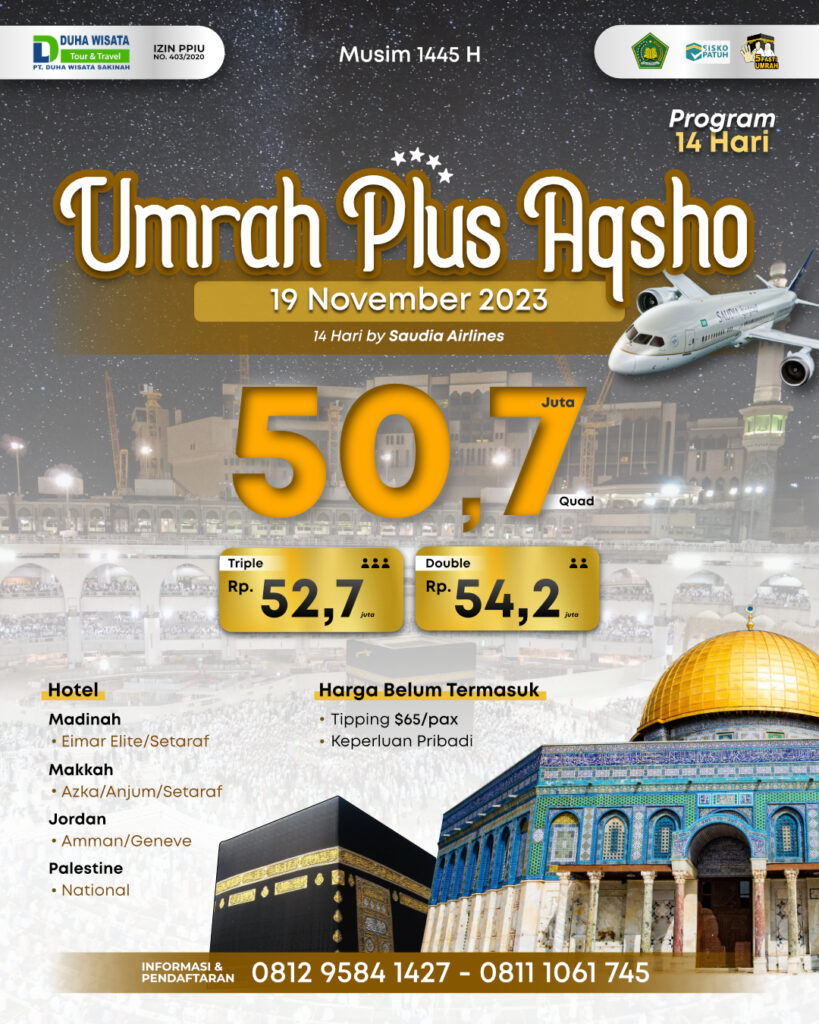 Umrah Plus Aqsha - 14 Hari (November)