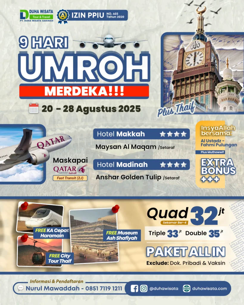 Umroh Bulan Agustus 2025 - 9 Hari