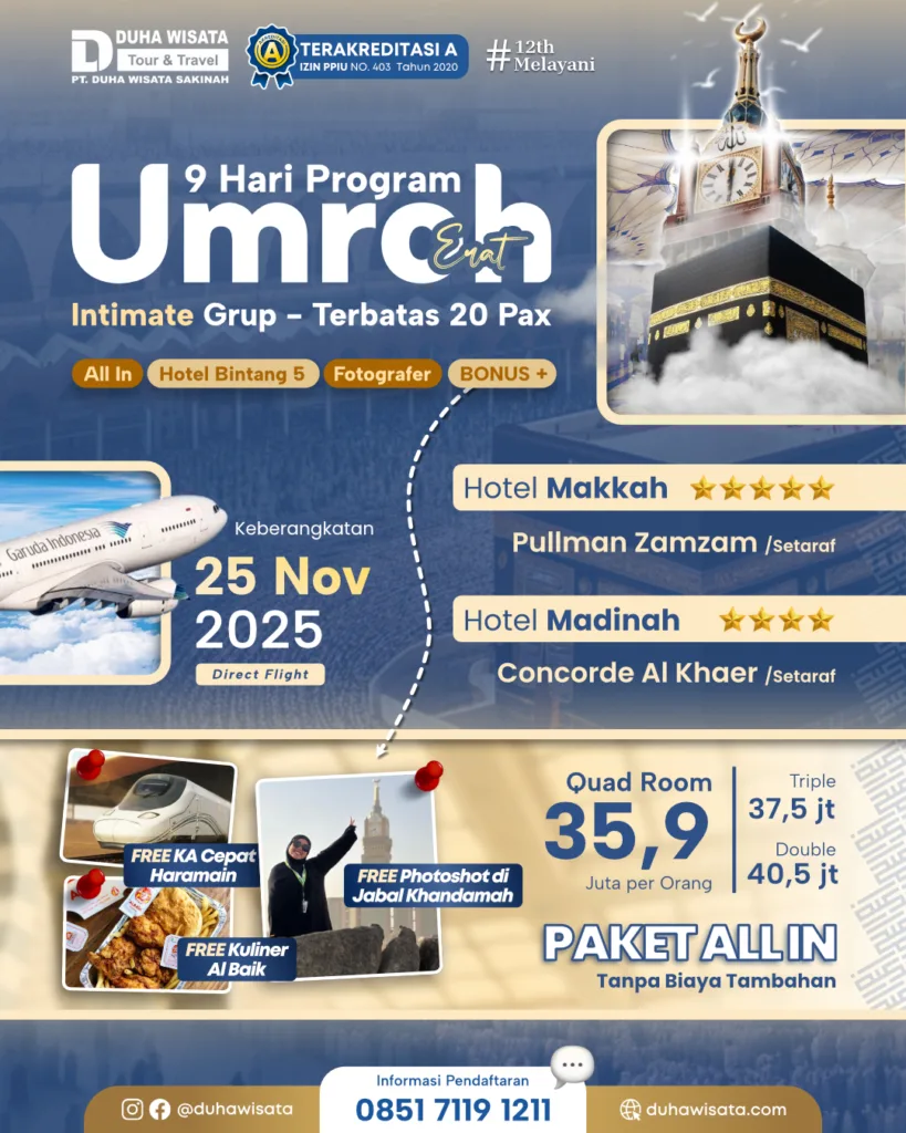 Umroh November Bintang 5 | Duha Wisata | Umroh Liburan | Umroh Private